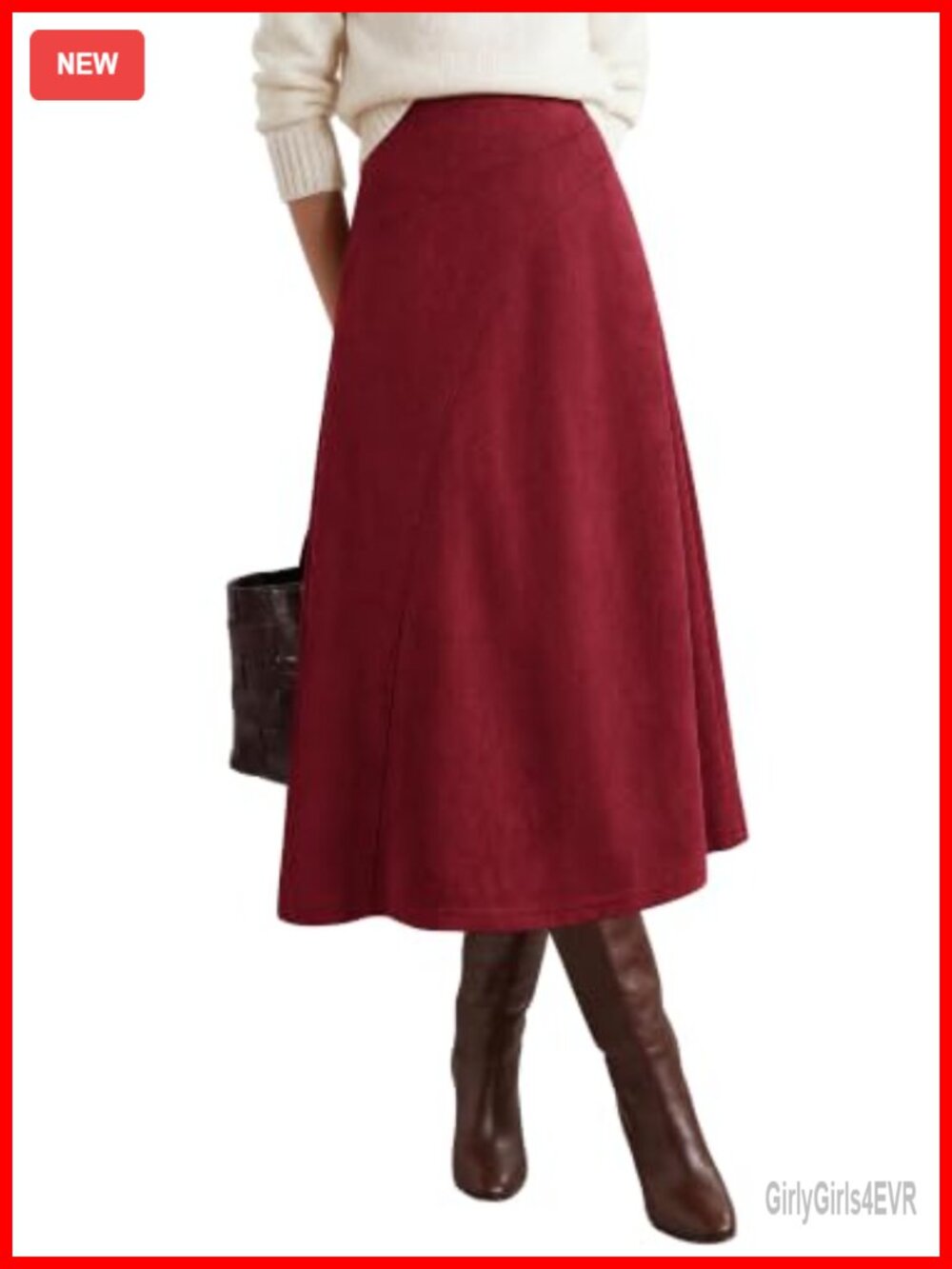 BTFBM Faux Suede Midi A-Line High Waisted Skirt for Women